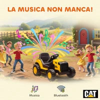 Macchina Elettrica per Bambini 3-6 Anni Marchio Ufficiale CAT 12V, Guida Manuale e con Telecomando, Giallo