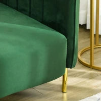 Divano 3 Posti Moderno con Cuscini Imbottiti, Gambe in Acciaio e Tessuto Vellutato, 200x88x76 cm, Verde