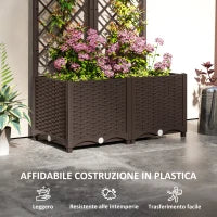 Fioriera Rialzata con Traliccio per Rampicanti e 8 Fori di Drenaggio in PP, 80x40x135 cm, Marrone