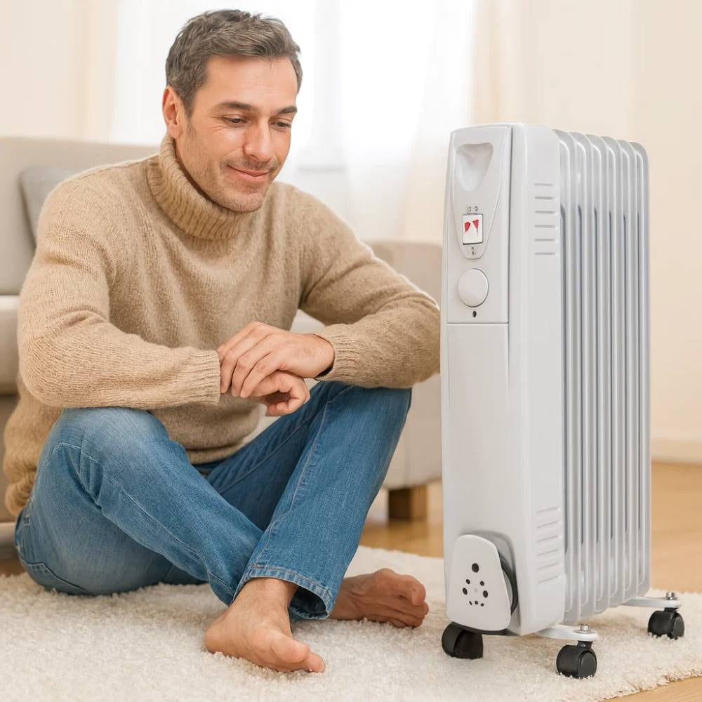 Elettro­radiatore ad olio kemper 1500w a 7 elementi per riscaldamento rapido