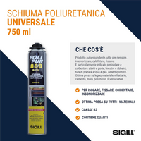 Schiuma poliuretanica per pistola polipur 888 isolamento 750 ml sigill