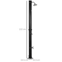 Doccia Solare da 20L con Rubinetto Inferiore e Temperatura Regolabile, in Lega di Zinco, 15.5x15.5x222 cm, Nero