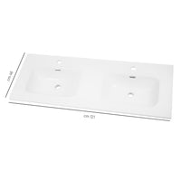 Lavabo ad incasso in ceramica bianco lucido per mobili bagno *** misure 121x46 cm, confezione 1