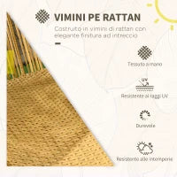 Poltrona da Giardino a Uovo con Poggiatesta e Cuscini per Seduta, in Rattan e Acciaio, 89x75x143 cm