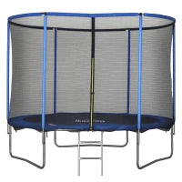 Trampolino Elastico da Esterno, Tappeto Elastico per Bambini e Adulti da Giardino con Rete di Sicurezza e Bordo Imbottito, Giochi da Giardino e Casa, Ø305x248cm, Blu e Nero