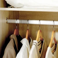 Guardaroba a 2 Ante in Truciolato e MDF con Binario, 3 Ripiani e 2 Cassetti per Soggiorno e Camera, 88.9x50.1x184.5 cm