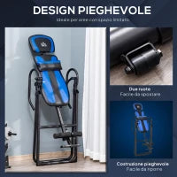 Panca a Inversione Pieghevole con Schienale regolabile 132x71x145cm, Nero e Blu