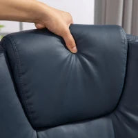 Poltrona da Ufficio con 7 Punti Massaggianti e Poggiapiedi, in Pelle PU e Acciaio, 67x67x111-121 cm, Blu