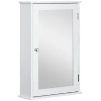 kleankin Armadio Murale per Bagno con Specchio, 1 Porta, 2 Ripiani, in MDF e Vetro, Bianco