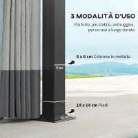 Gazebo da Giardino 4x3 m con Zanzariere e Doppio Tetto, in Metallo e Poliestere Grigio Chiaro