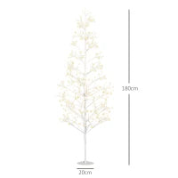Albero di Natale Artificiale con 384 Luci LED Bianche e Rami Pieghevoli, in PP e Acciaio, Ø20x180 cm, Bianco