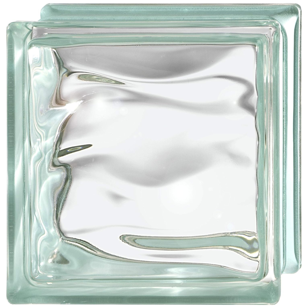 Vetromattone ondulato modello agua diffusione luminosa 190 x 190 x 80 mm *** colore- trasparente caribe, confezione 1