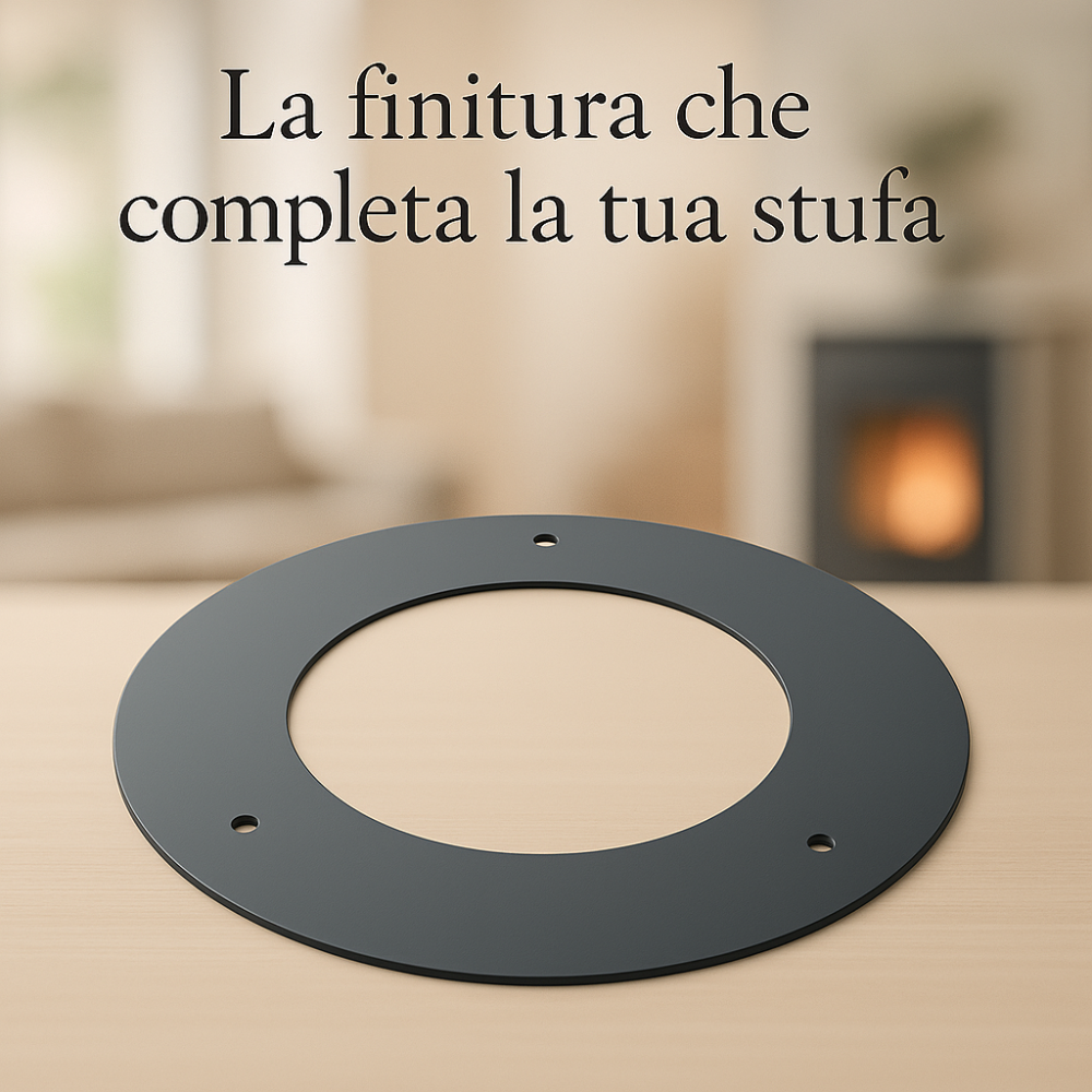 Rosone finitura arredo alluminio canale fumo stufa pellet abbellimento parete *** misura Ø 80 mm, confezione 1