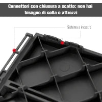 Set 9 Mattonelle a Incastro per Terrazzo, Piastrelle per Pavimenti, Piastrelle per Esterno in PP Antiscivolo, Area: 0.81 mq, 30x30x2cm, Nero