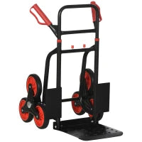 Carrello Portapacchi Pieghevole 120 kg max con Maniglia Estraibile, 60x45x109 cm, Rosso e Nero
