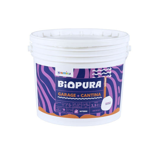 Pittura murale traspirante interni garage cantina linea biopura cromika *** formato 2.5 lt, confezione 1
