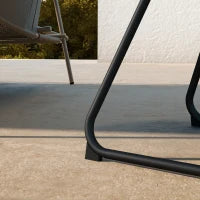 Tavolino da Esterni Ø48x37 cm in Metallo Nero con Piedini Regolabili