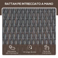 3pz Componibile 2 Lettino Prendisole da Giardino (60 x 195 x 86cm) e 1 Tavolino (121 x 40 x 50cm) Rattan con Materassini, Marrone e Bianco Crema
