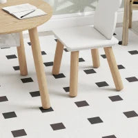 Set con Tavolo e 2 Sedie per Bambini con Schienale a Orsetto, Tavolino con Vano Contenitore, Bianco e Legno