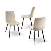 PAZZO DESIGN Sedia Arianna set da 4 sedie beige in velluto e gambe in metallo