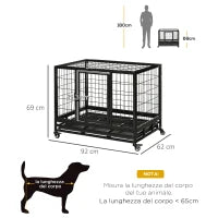 Gabbia Box per Cani Cuccioli da Interno Esterno con Rotelle 92×62×75cm