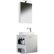 Oasi Mobile Sospeso con lavabo in ceramica di alta qualità e mobile specchio, Bianco/Bianco , lavabo Bianco