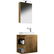 Oasi di Ezooza Mobile Sospeso con lavabo in ceramica di alta qualità e mobile specchio, Rovere miele , lavabo Bianco