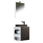 Oasi Mobile Sospeso con lavabo in ceramica di alta qualità e mobile specchio, Bianco/Antracite , lavabo Nero