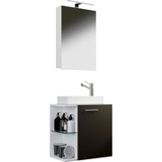 Oasi di Ezooza Mobile Sospeso con lavabo in ceramica di alta qualità e mobile specchio, Bianco/Antracite , lavabo Bianco