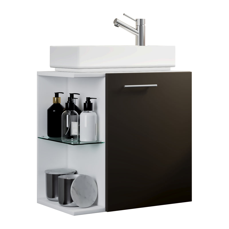 Oasi di Ezooza Mobile Sospeso con lavabo in ceramica di alta qualità, Bianco/Antracite , lavabo Bianco