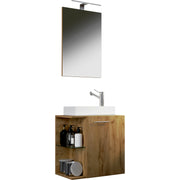 Oasi Mobile Sospeso con lavabo in ceramica di alta qualità e specchio, Rovere miele , lavabo Bianco