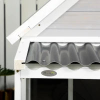 Cuccia per Cani da Esterno in Legno e PVC con Portico e Finestre, 126x118x105cm, Grigio