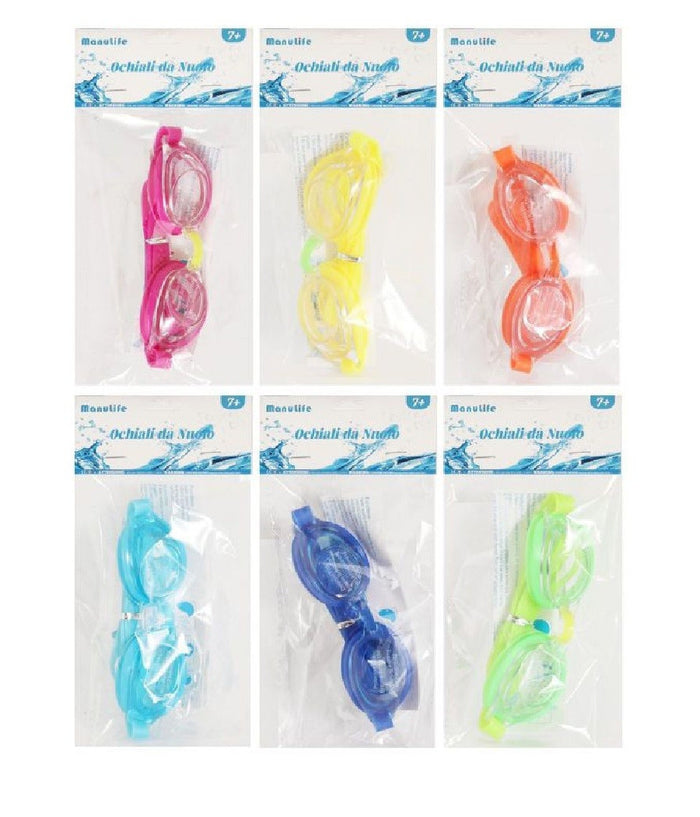 Trade Shop - Occhiali Occhialini Da Nuoto Piscina Mare Estate Sport 16x4cm Vari Colori 605427 -