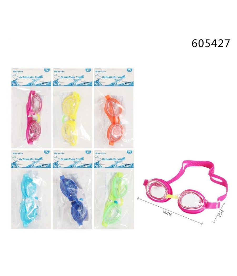 Trade Shop - Occhiali Occhialini Da Nuoto Piscina Mare Estate Sport 16x4cm Vari Colori 605427 -