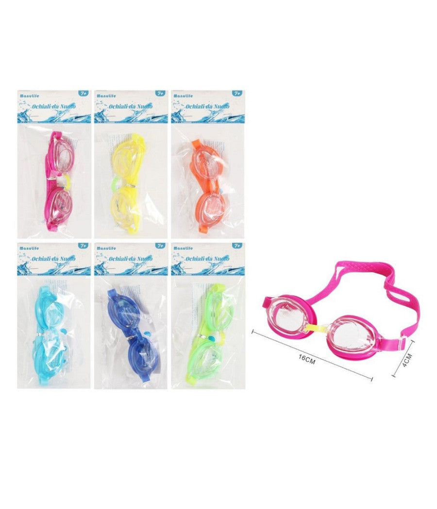 Trade Shop - Occhiali Occhialini Da Nuoto Piscina Mare Estate Sport 16x4cm Vari Colori 605427 -