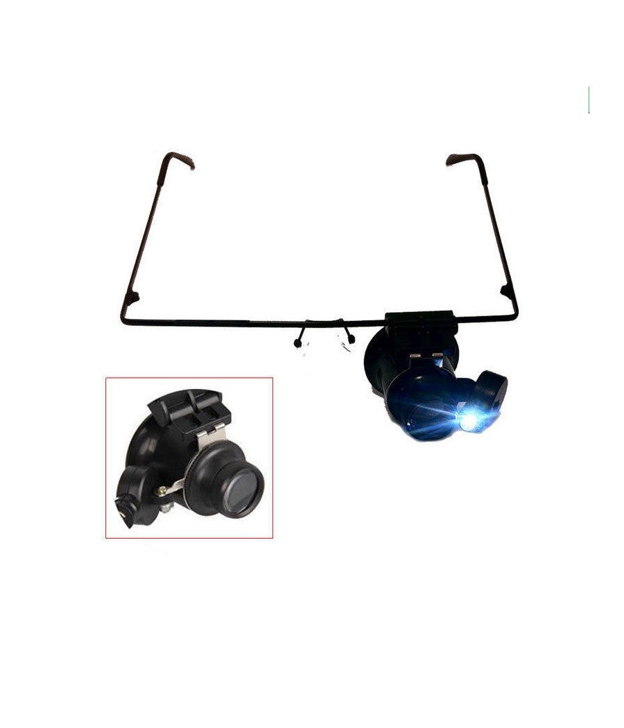 Occhiali Occhialini Monocolo Lente Ingrandimento 20x X Con Luce Led         