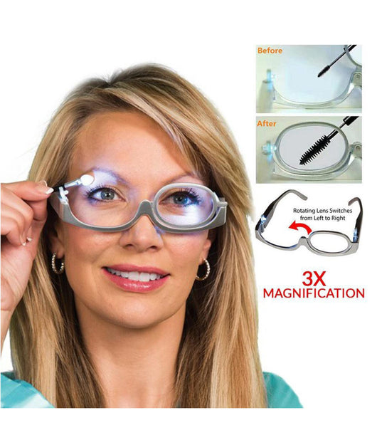 Occhiali Per Makeup Trucco Ingrandimento Con Luce Led Laterale Lente Regolabile         