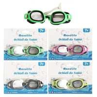 Trade Shop - Occhialini Da Nuoto Per Bambini Adulti Unisex Piscina Colorati 7+ Anni 16x4cm 605418 -