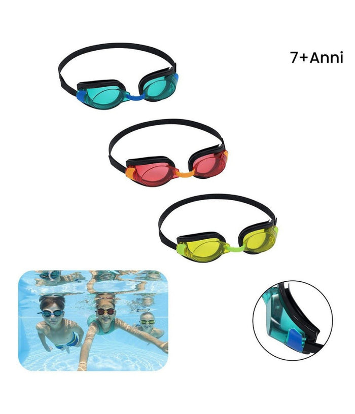 Occhialini Da Nuoto Per Bambini Focus Silicone Piscina 7-14 Anni 3 Colori 21005         