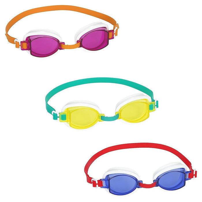 Trade Shop - Occhialini Da Nuoto Per Bambini Ocean Wave Silicone Protezione Uv 3 Colori 21048 -