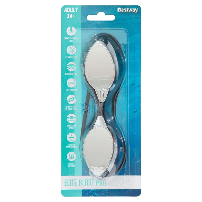 Trade Shop - Occhialini Da Nuoto Piscina A Specchio Protezione Uv Ocean Swell 14+ Anni 3 Colori 21066 -