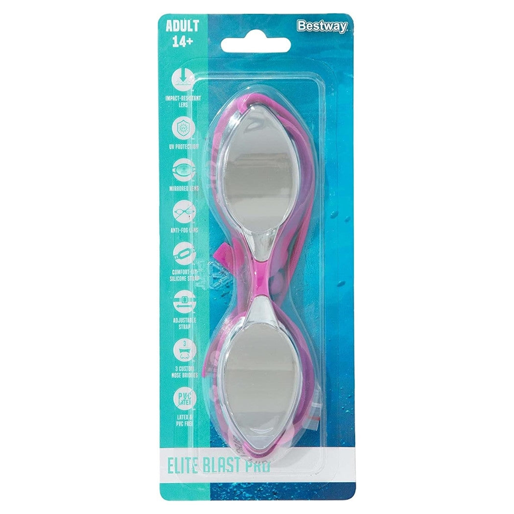 Trade Shop - Occhialini Da Nuoto Piscina A Specchio Protezione Uv Ocean Swell 14+ Anni 3 Colori 21066 -