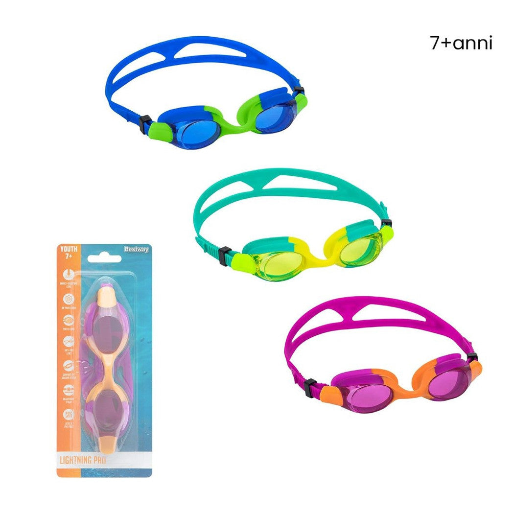 Trade Shop - Occhialini Da Nuoto Piscina  In Silicone Per Bambini 7-14 Anni Ocean Crest 3 Colori 21065 -