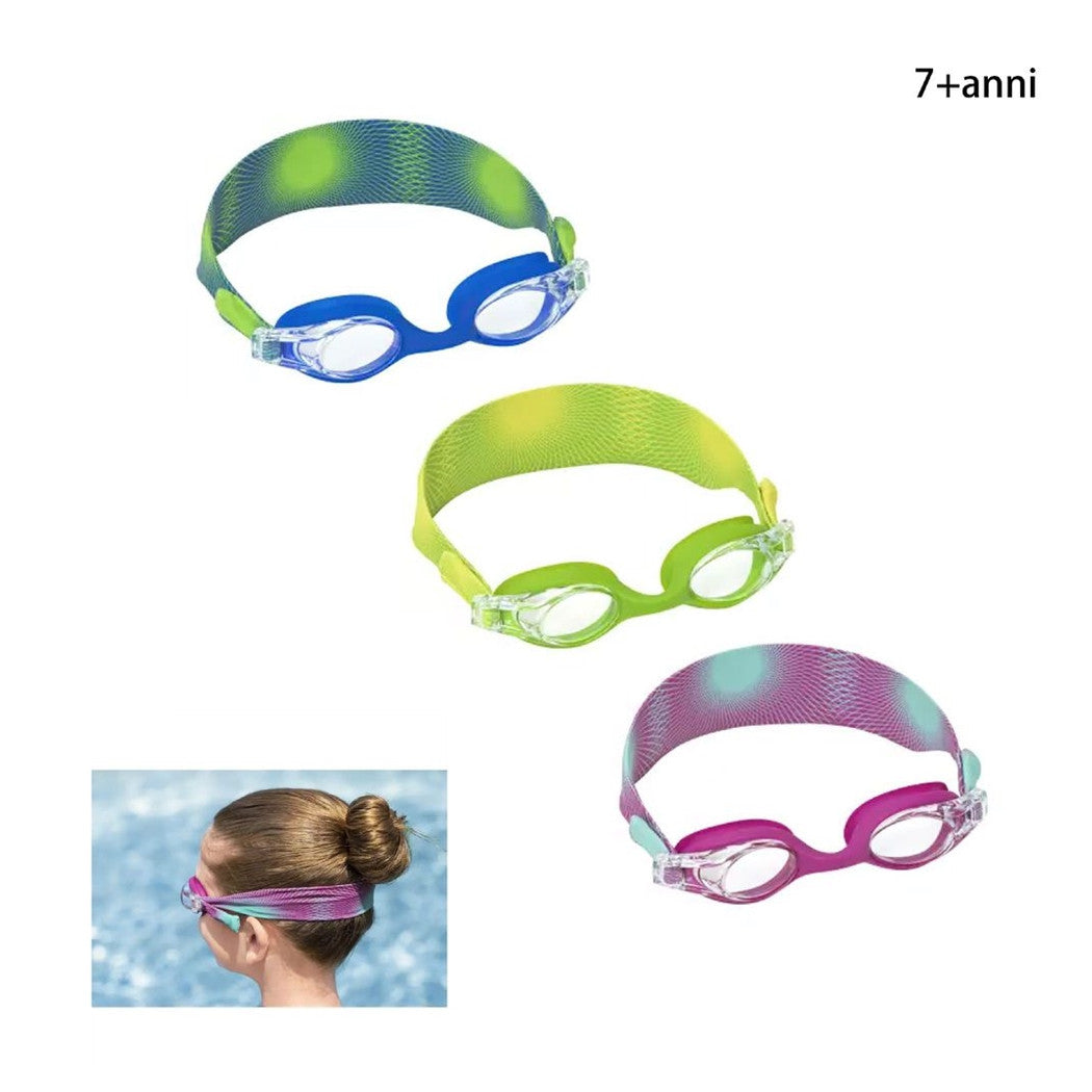 Trade Shop - Occhialini Da Nuoto Splashflex Cinturino Regolabile Per Bambini 7+ Anni 3 Colori 21177 -