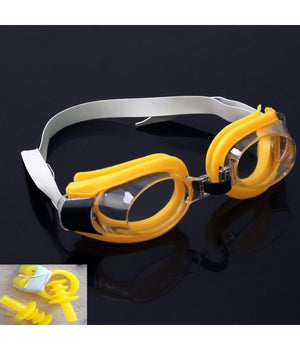 Occhialini Giallo Nuoto Piscina Mare Sport Regolabili Con Tappi Naso E Orecchie         