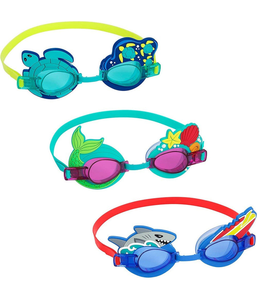 Occhialini Nuoto Per Bambini 3+anni Cinturino Regolabile Design Assortiti 21080         