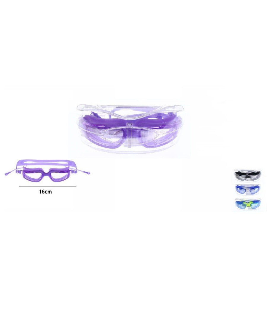 Occhialini Nuoto Piscina Mare Con Tappi Lenti Antiappannaggio Regolabili 71566         
