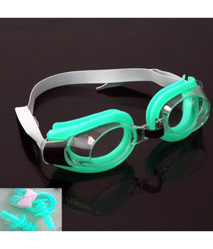 Occhialini Verde Nuoto Piscina Mare Sport Regolabili Con Tappi Per Naso Orecchie         