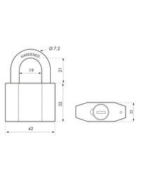 Lucchetto Octo, acciaio, arco in acciaio, 40 mm, per esterno, cantieri, 3 chiavi - THIRARD