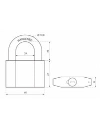 Lucchetto Octo, acciaio, arco in acciaio, 60 mm, per esterno, cantieri, 3 chiavi - THIRARD